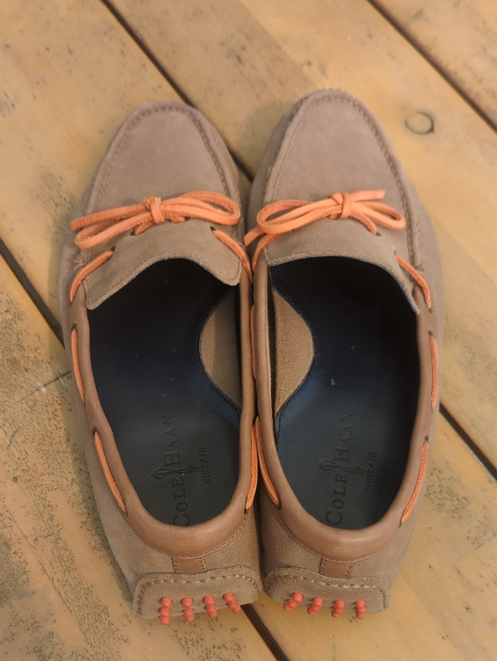 Men's Cole Haan Tan And Orange Loafers Size 10 Good Condition